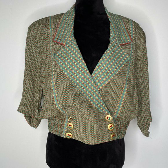 Platinum Jackets & Blazers - Vtg Dorothy Schoelen Platinum Jacket Colorful Arts